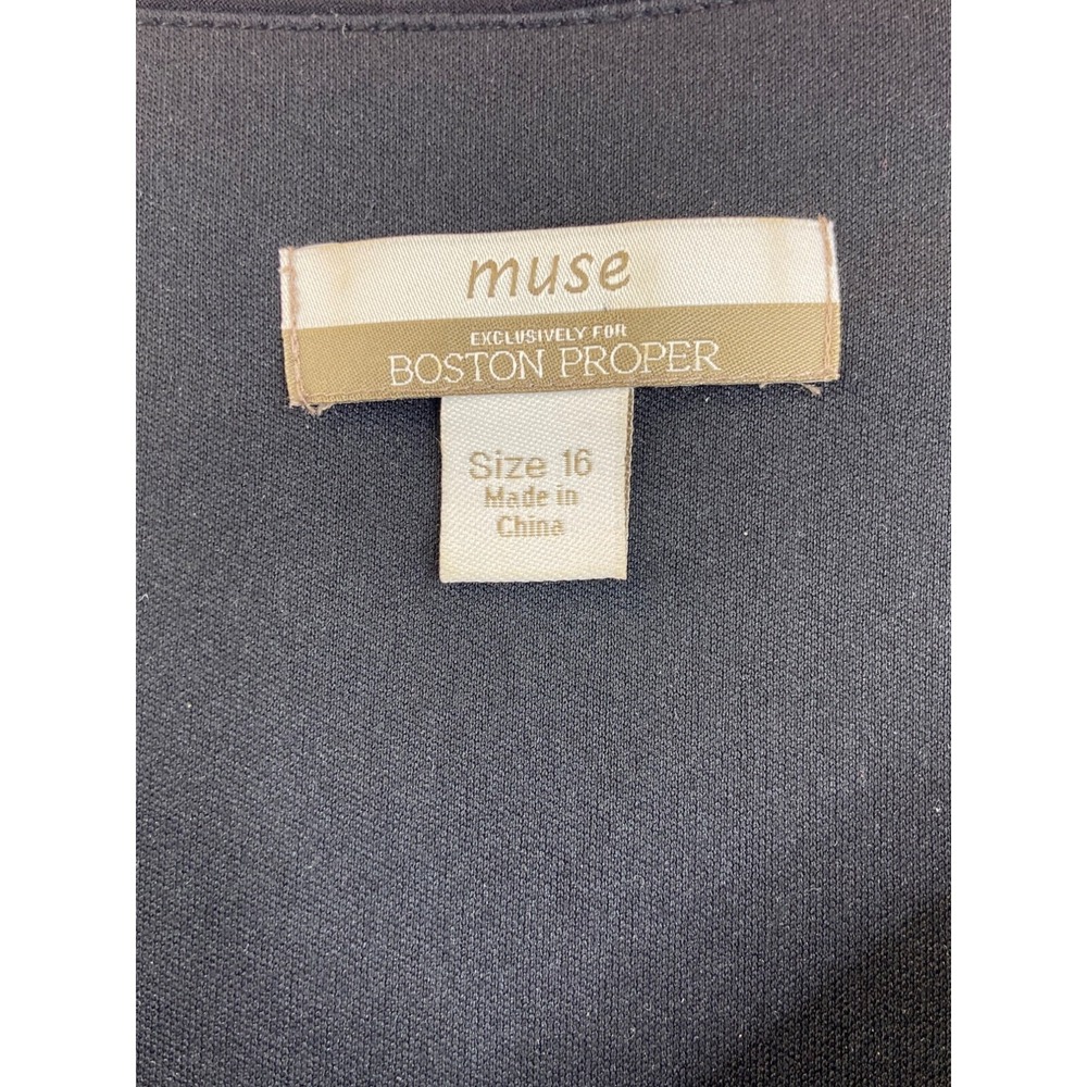 Muse Dress Womens 16 Black Ruched Off Shoulder Jersey Midi Cocktail Party - Picture 6 of 9